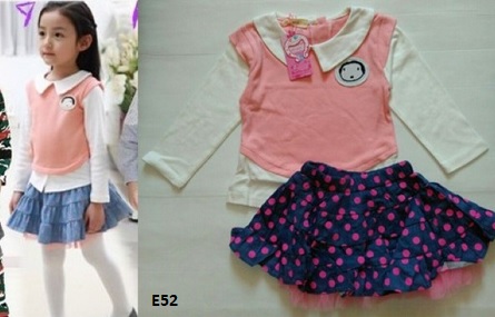 blus rompi rok polkadot anak